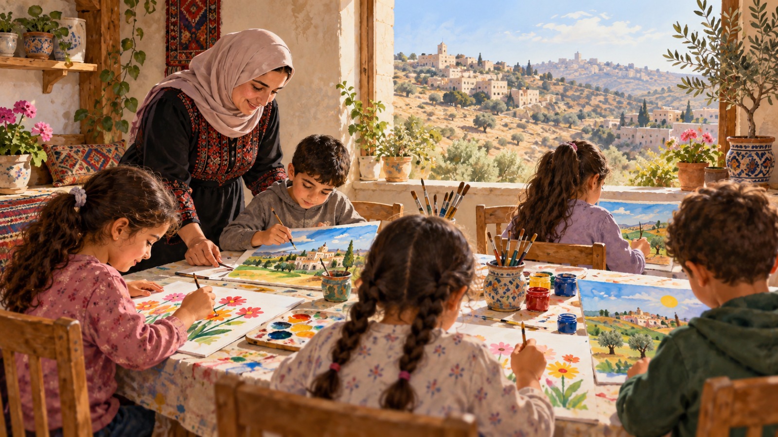 رسم الأطفال في الخليل